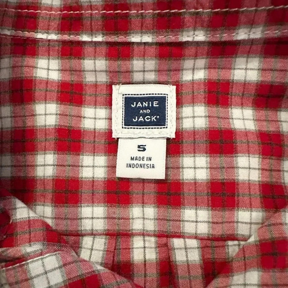 Janie and Jack | Gingham Poplin Button Down Shirt (5) ❤️ - Picture 4 of 5